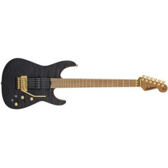 Jackson USA Signature Phil Collen PC1 Satin Electric Guitar, 24 Frets, Maple Neck, Caramelized Flame Maple Fingerboard, Satin Urethane, Transparent Black