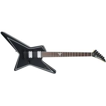 Jackson USA Signature Gus G. Star Electric Guitar, 24 Frets, Neck-Through-Body, Rosewood Fingerboard, Satin Urethane, Satin Black with White Pinstripes (Gus G. Logo at 12th Fret)