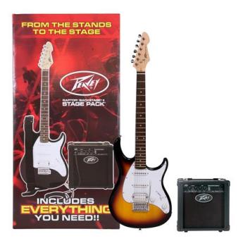 Peavey Raptor Plus 120us Sunburst Beginner Electric Guitar Stage Pack, Includes Transtube Backstage Amplifier, Tuner, Extra Strings, Cable & Picks