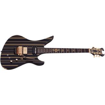 schecter Schecter Synyster Custom-S 6-String Electric Guitar, 24 Frets, Ultra Thin "C" Shape Neck, Ebony Fretboard, Gloss Black with Gold Stripes
