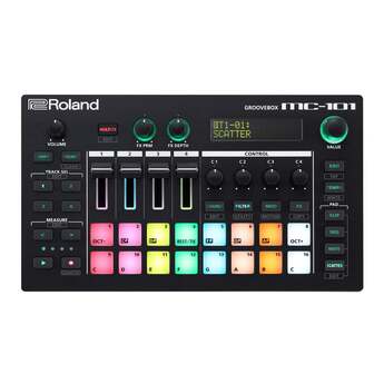 Roland MC-101 Compact Portable Four-Track 16 RGB Pads 64 Clips Groovebox