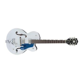 Gretsch G6118T Players Edition Anniversary Electric Guitar with String-Thru Bigsby, 22 Frets, "U" Neck, Rosewood Fingerboard, FilterTron Pickups, 2-Tone Iridium Silver/Azure Metallic