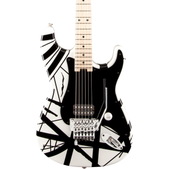 EVH Striped Series Electric Guitar White with Black Stripes