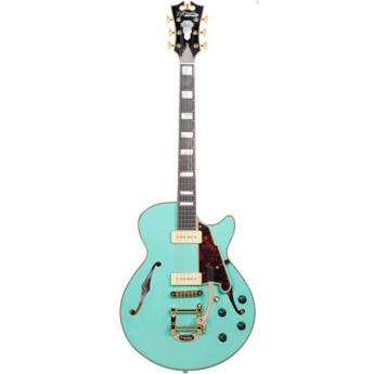 DAngelico Guitars Excel SS Shoreline 15" Single Cutaway Semi Hollow Electric Guitar with Bigsby Tremolo, 22 Frets, C-Shape Neck, Rosewood Fingerboard, Surf Green
