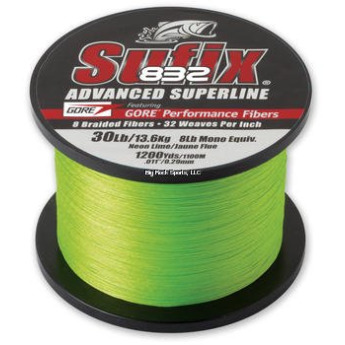 Sufix 832 Braid 30Lb 1200Yds Neon Lime, 660-330L