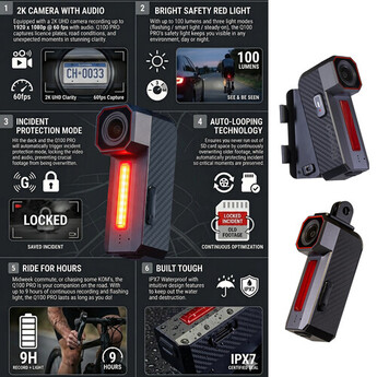 RIPOON Q100 Pro Rear Light Bicycle Dash Cam — thumbnail 11