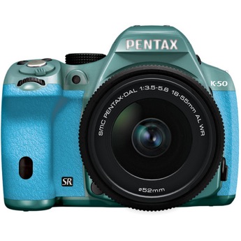 Pentax K-50 Digital SLR Camera with 18-55mm f/3.5-5.6 Lens (Mint/Aqua)
