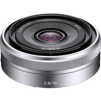 Sony E-Mount SEL16F28 16mm f/2.8 Wide-Angle E-Mount Lens (Silver)