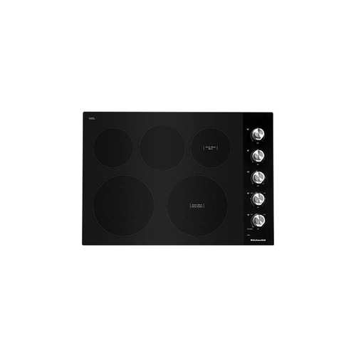 KitchenAid KCES550HBL 30 Electric Cooktop with 5 Elements and Knob Controls - Black