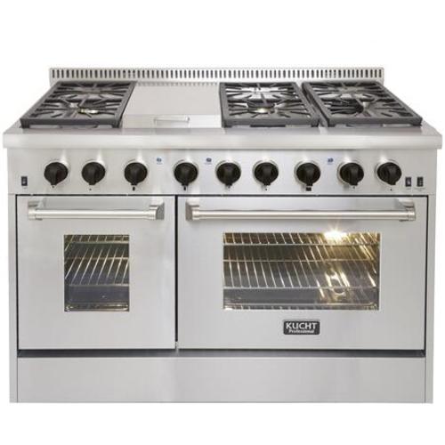 Kucht Professional 36 in. Natural GAS Range Top in Stainless Steel and Tuxedo Black Knobs with 6 Burners