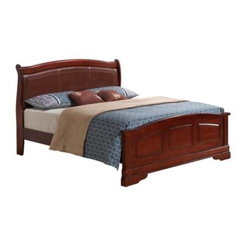 Glory Furniture Louis Phillipe King Panel Bed in Cherry