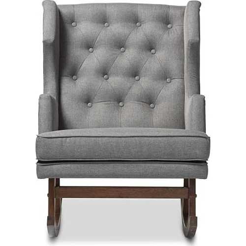 Baxton Studio Iona Modern Gray Button Tufted Wingback Rocking