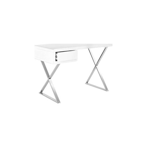 Safavieh Celine White Bonded Leather Chrome Cross Leg Chair