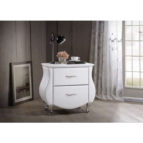 Baxton Studio Erin White Faux Leather Upholstered Nightstand 120