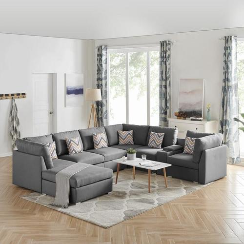 Lilola Home Brayden Light Gray Fabric Sectional