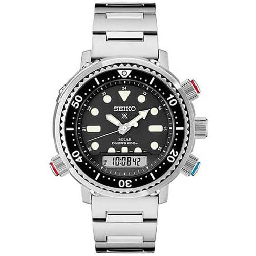 Mens Prospex Sea Solar Quartz Watch Stainless Steel Black Dial