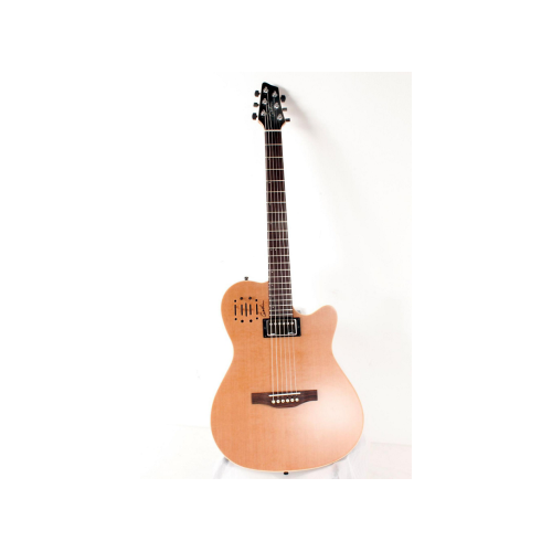 Godin Acoustic Electric Guitar - Godin A6 Ultra Semi Gloss Semi Acoustic Electric Guitar Natural Cedar Greentoe