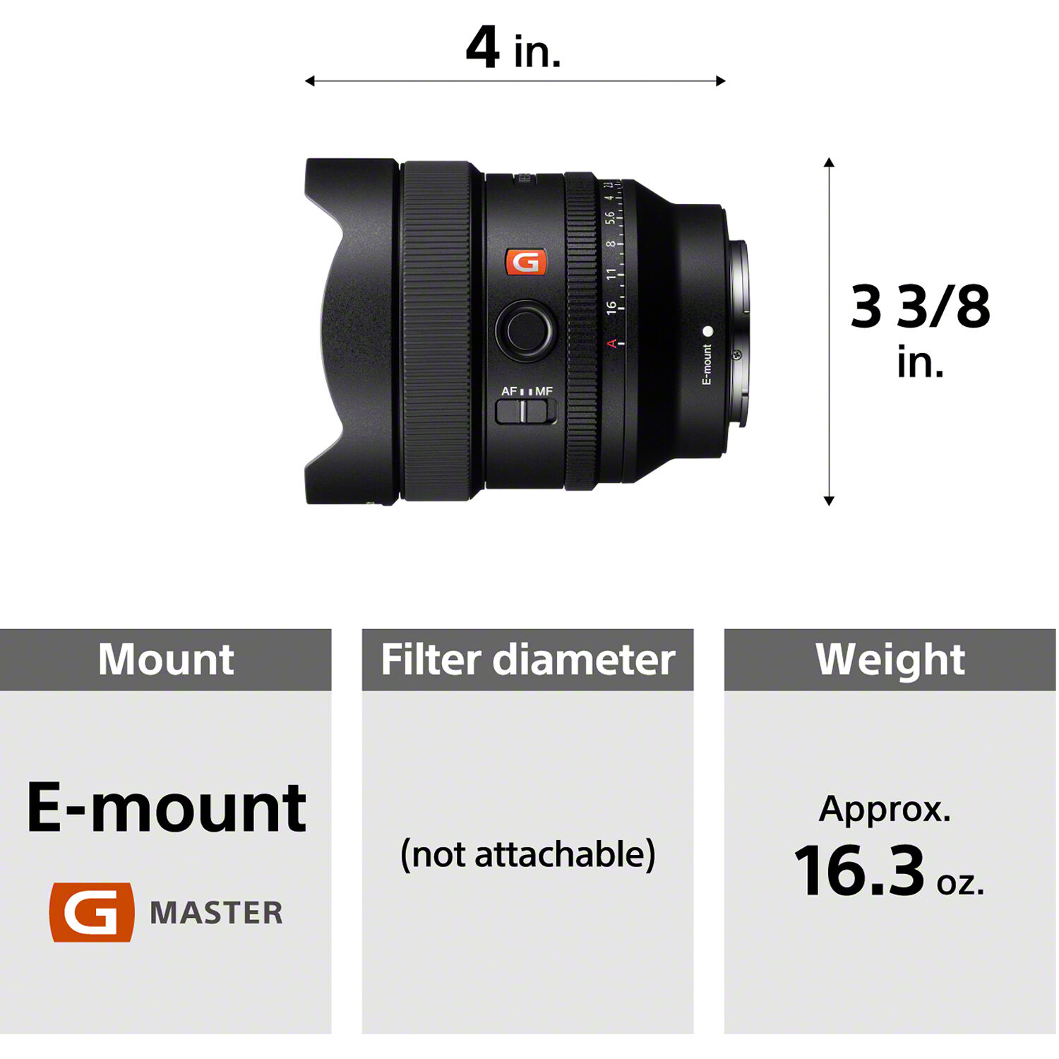Sony FE 14mm f/1.8 GM Lens SEL14F18GM Greentoe