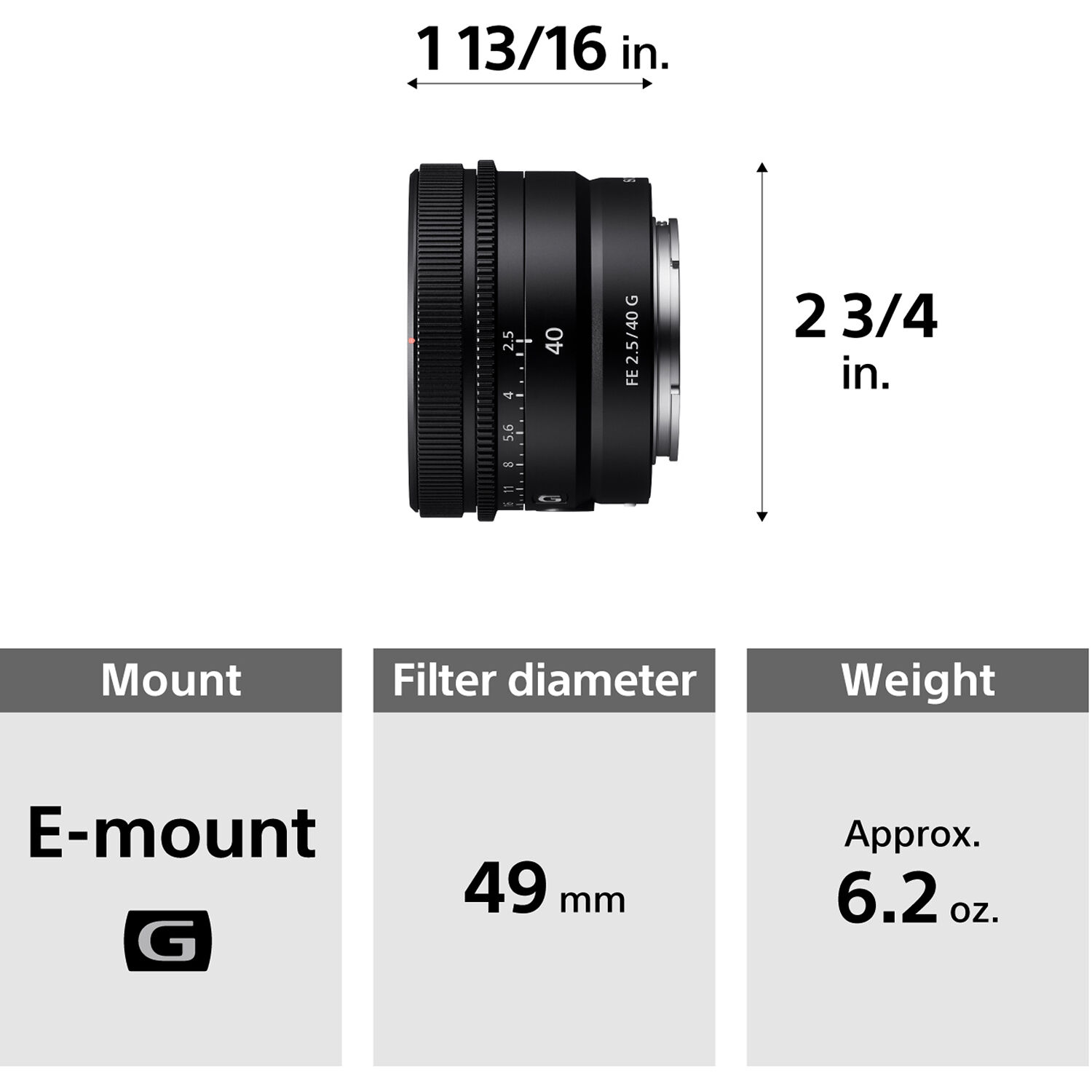 Sony FE 40mm f/2.5 G Lens SEL40F25G Greentoe