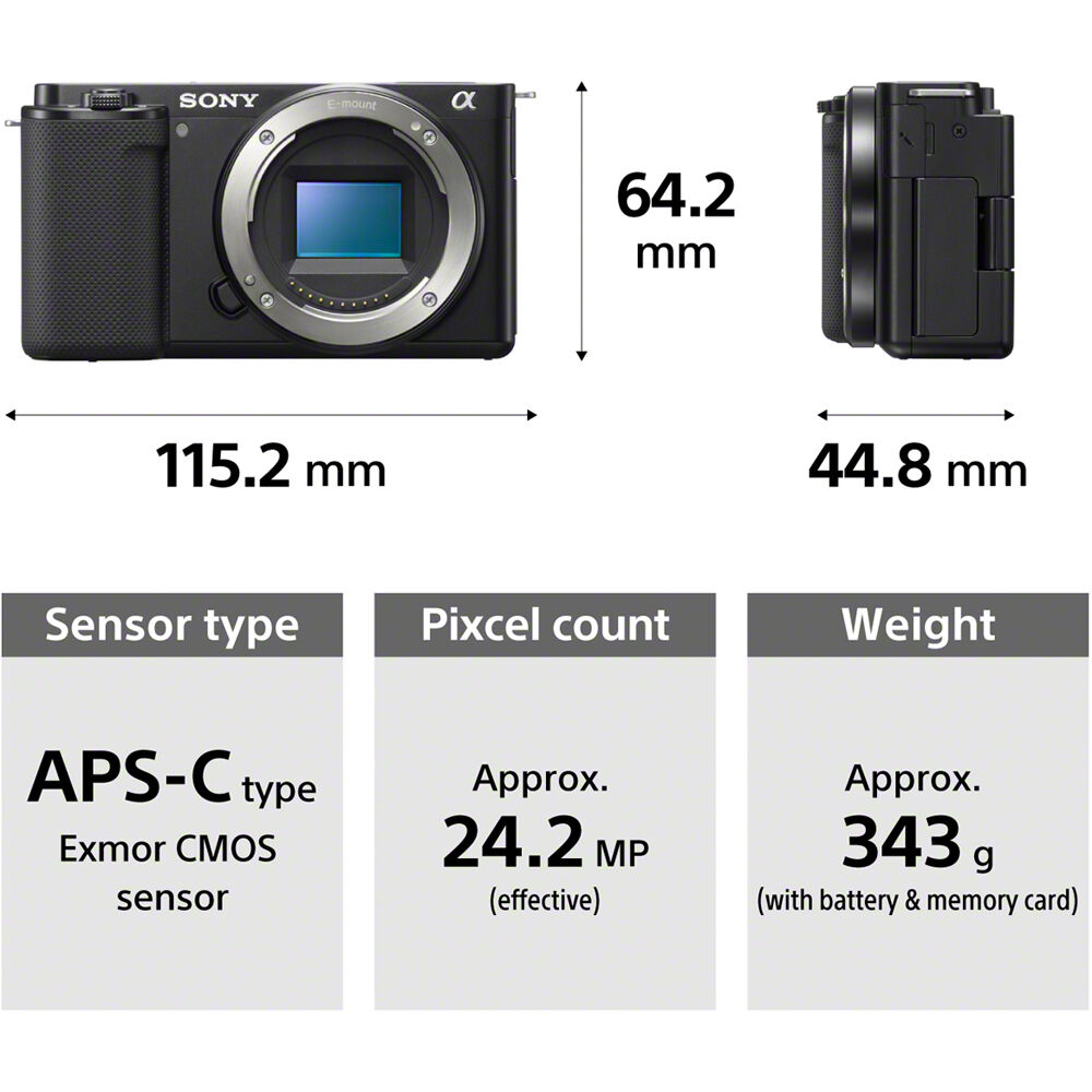 Sony ZVE10 Mirrorless Camera (ZV-E10 Camera Body, Black) Greentoe