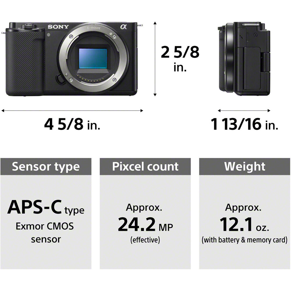 Sony ZVE10 Mirrorless Camera (ZV-E10 Camera Body, Black) Greentoe