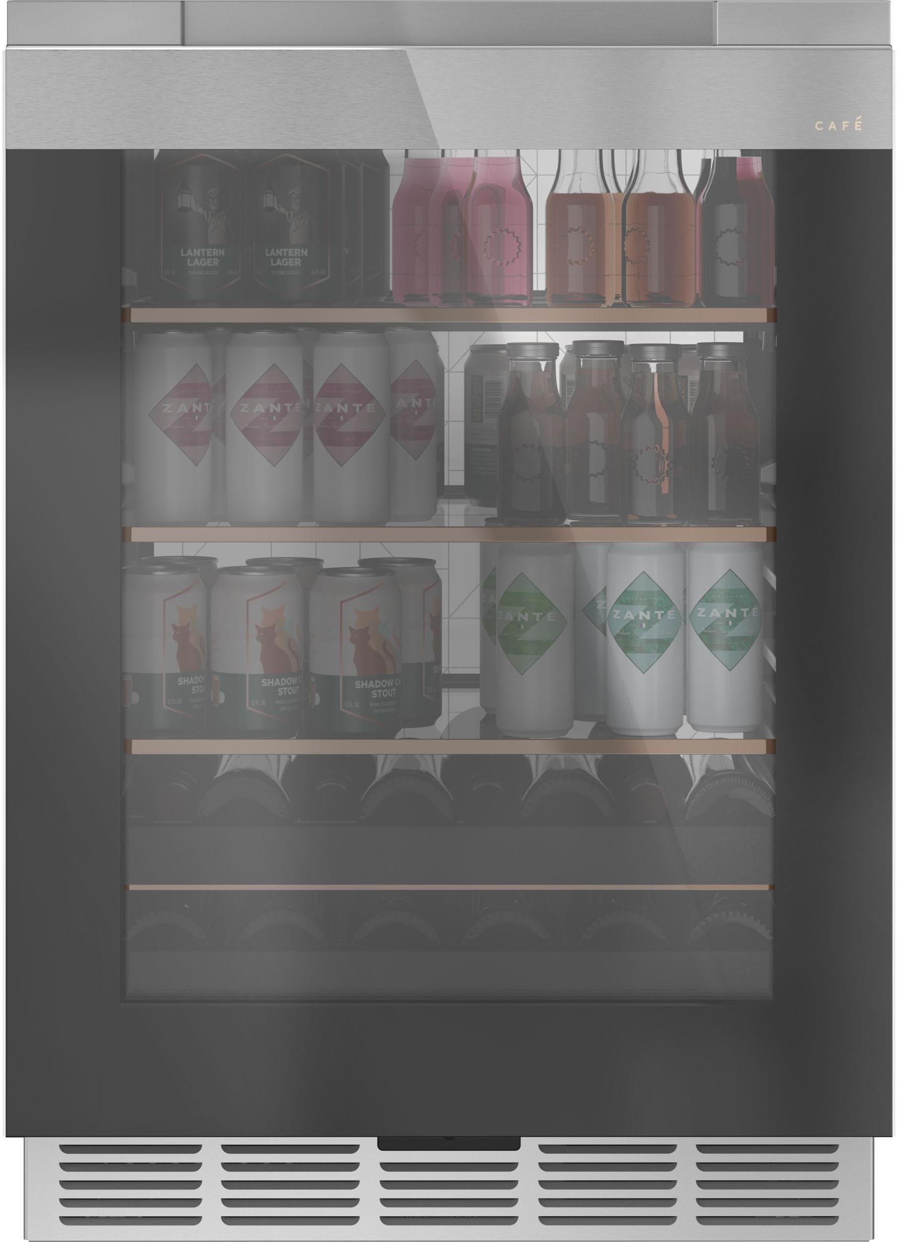 Cafe CCR06BM2PS5 24 Inch Platinum Glass Freestanding or Built In Beverage Center
