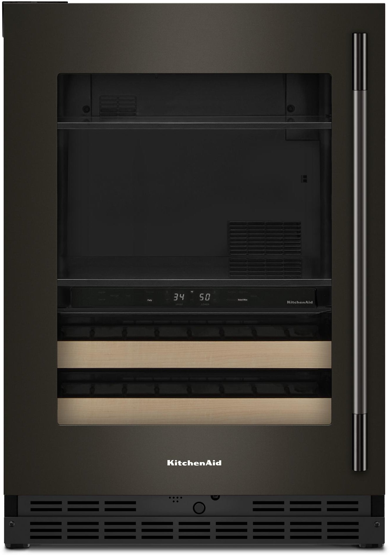 KitchenAid KUBL524SBE 24 Inch Built-In Undercounter Dual Zone Beverage Center Black Ore