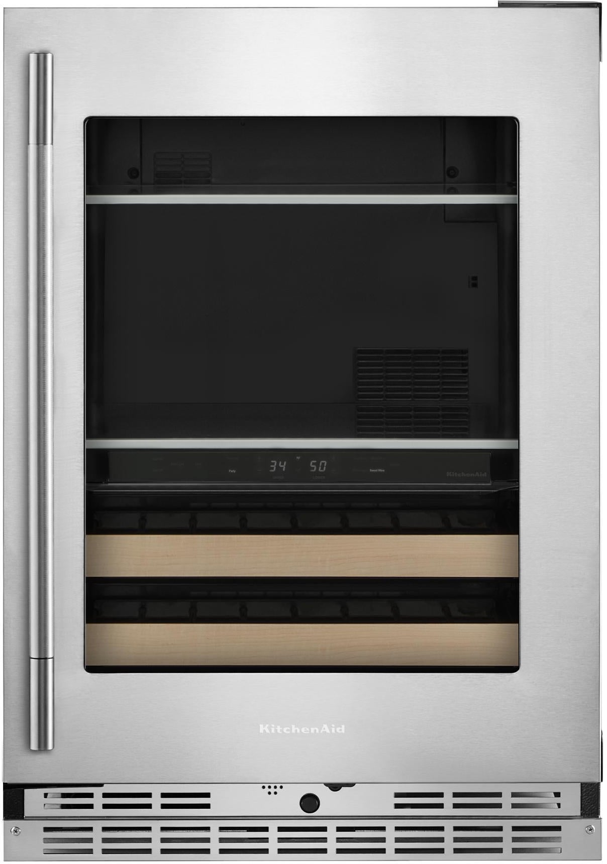 KitchenAid KUBR524SPS 24 Inch Built-In Undercounter Dual Zone Beverage Center PrintShield Stainless Finish