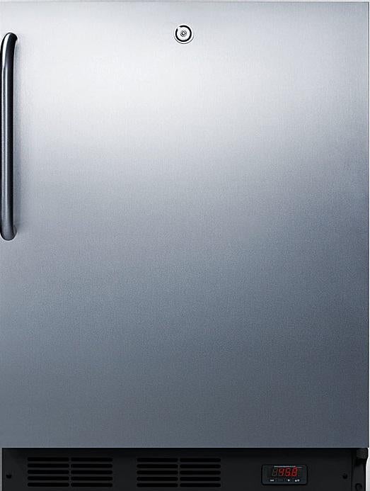 Summit FF7LBLKPUBCSS  24 Inch Stainless Steel Freestanding or Built-In Beverage Center