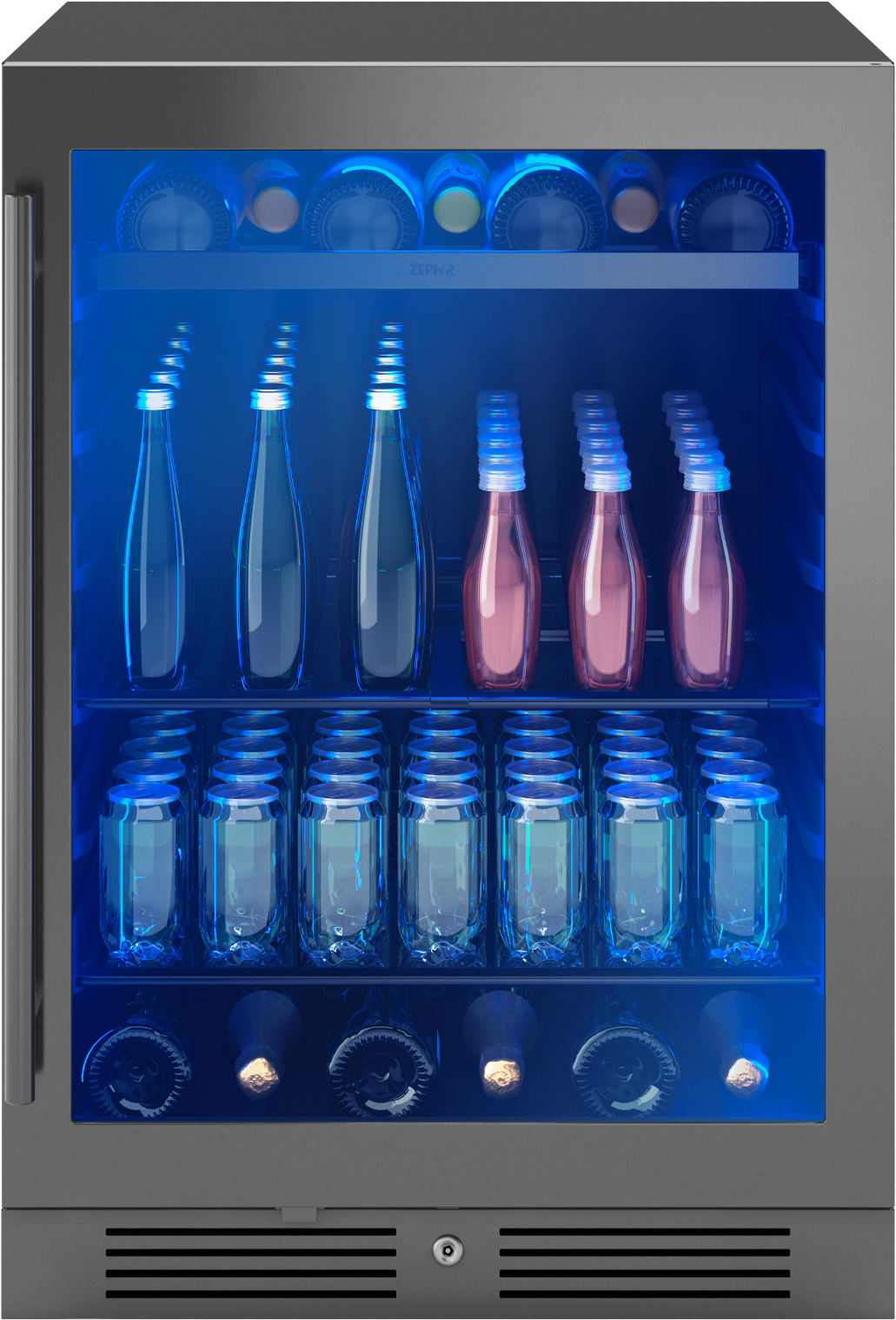 Zephyr PRB24C01CBSG 24 Inch Freestanding/Built-In Undercounter Single Zone Beverage Center Black Stainless Steel