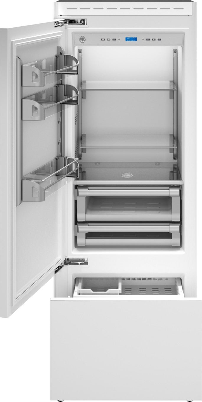 Bertazzoni 30" 13.9 cu. ft. Custom Panel Built-In Bottom Freezer Refrigerator with FlexMode - Left Hinge