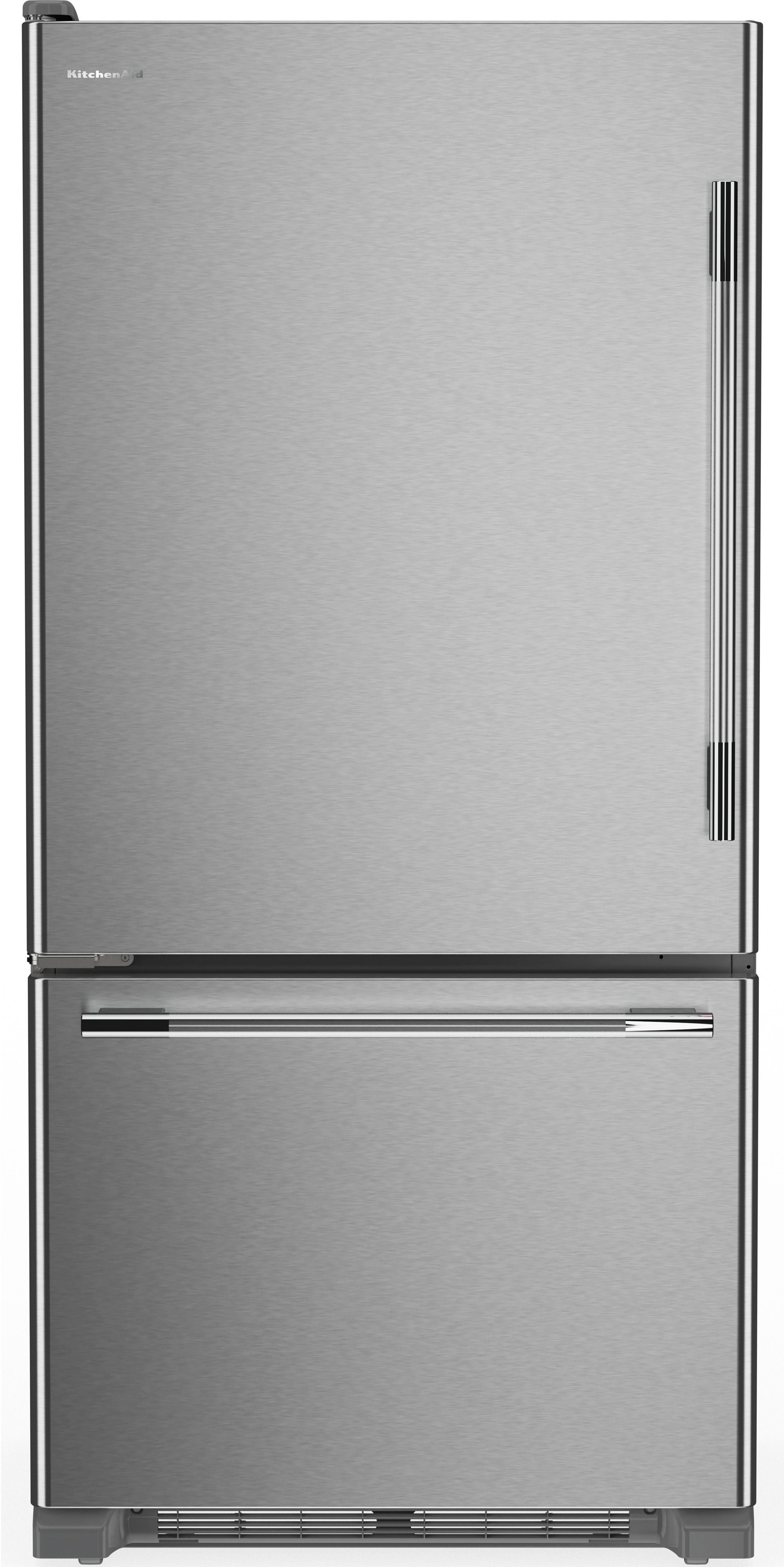 KitchenAid 22 Cu. Ft. 33-Inch Standard-Depth Bottom Mount Refrigerator: Stainless Steel with PrintShield Finish