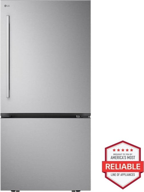 LG 33 Inch 26 Cu. Ft.  Bottom-Mount Refrigerator: Fingerprint Resistant Stainless Steel