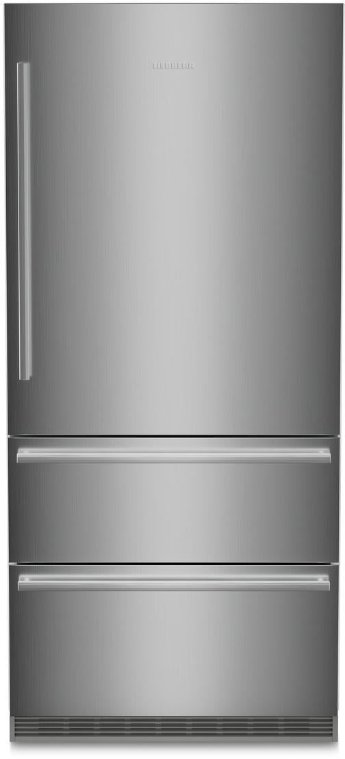 Liebherr 36 Inch Freestanding/Semi Built-In Bottom Mount Refrigerator with 19.5 Cu. Ft. Total Capacity, Water Filtered Ice Maker, DuoCooling, NoFrost, SupperCool, SuperFrost, Soft Telescopic System, Sabbath Mode, STAR-K Certified and Energy Star? Certified: Stainless Steel