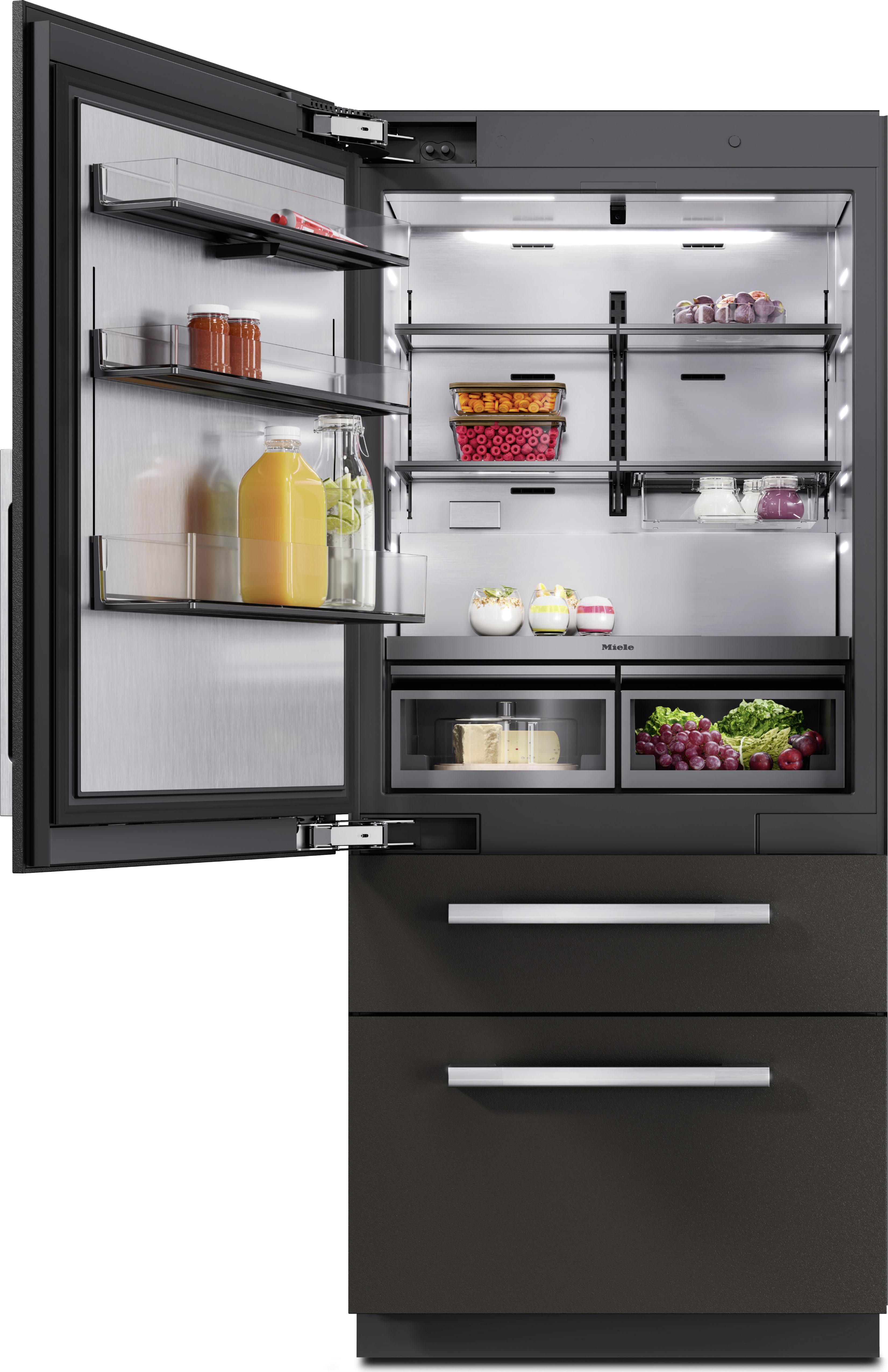 Miele 36 Inch Master Cool Higher Beltline Bottom Mount Fridge/Freezer: Panel Ready, Left Hinge