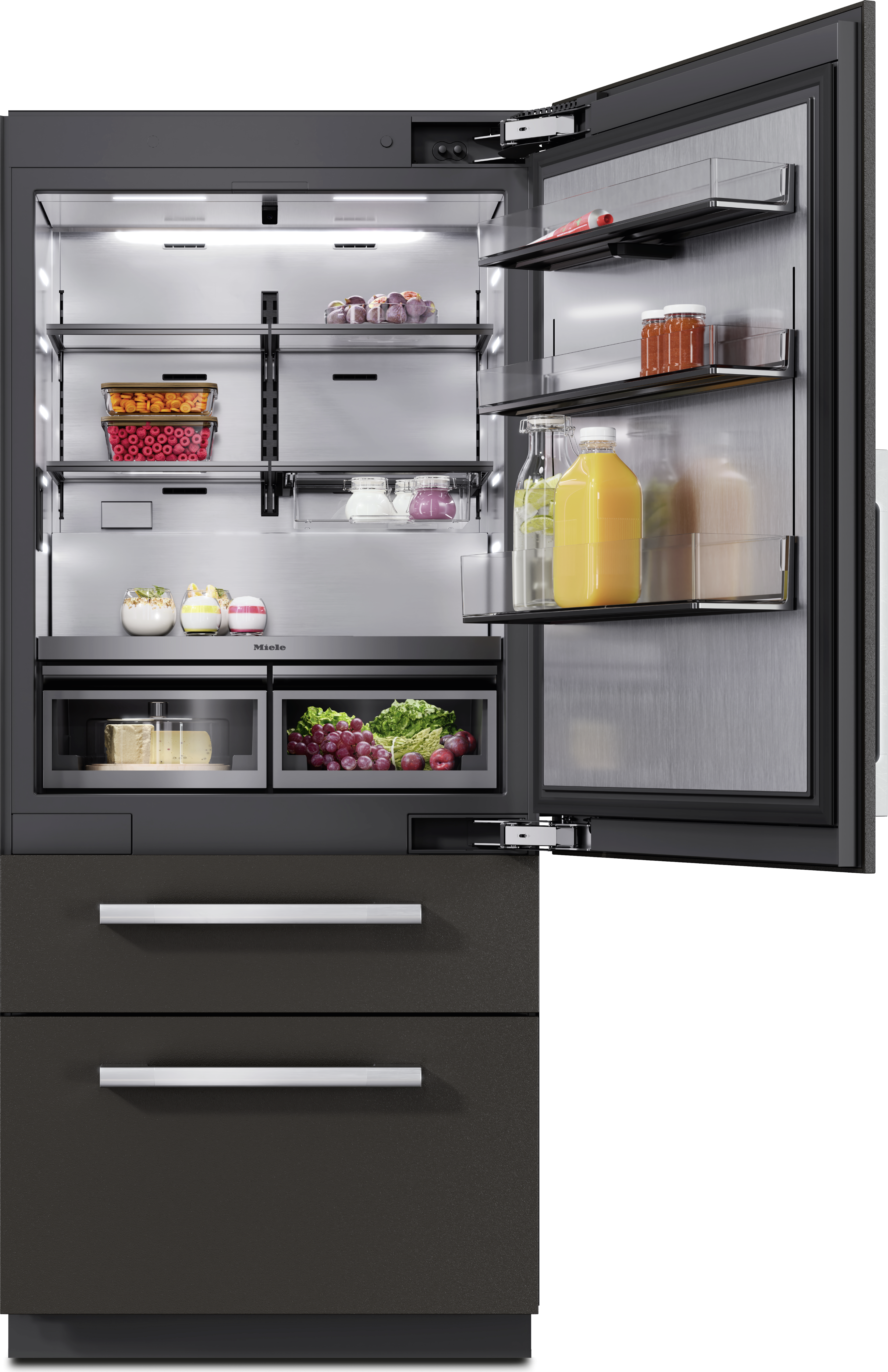 Miele 36 Inch Master Cool Higher Beltline Bottom Mount Fridge/Freezer: Panel Ready, Right Hinge