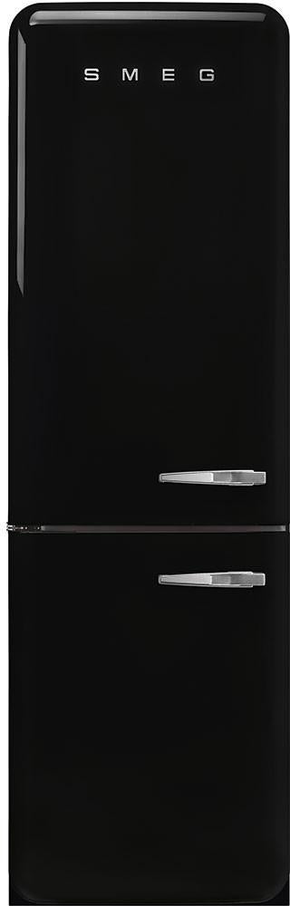 Smeg 50s Retro 24" 11.69 Black Bottom Freezer Refrigerator - Left Hinge - Energy Star