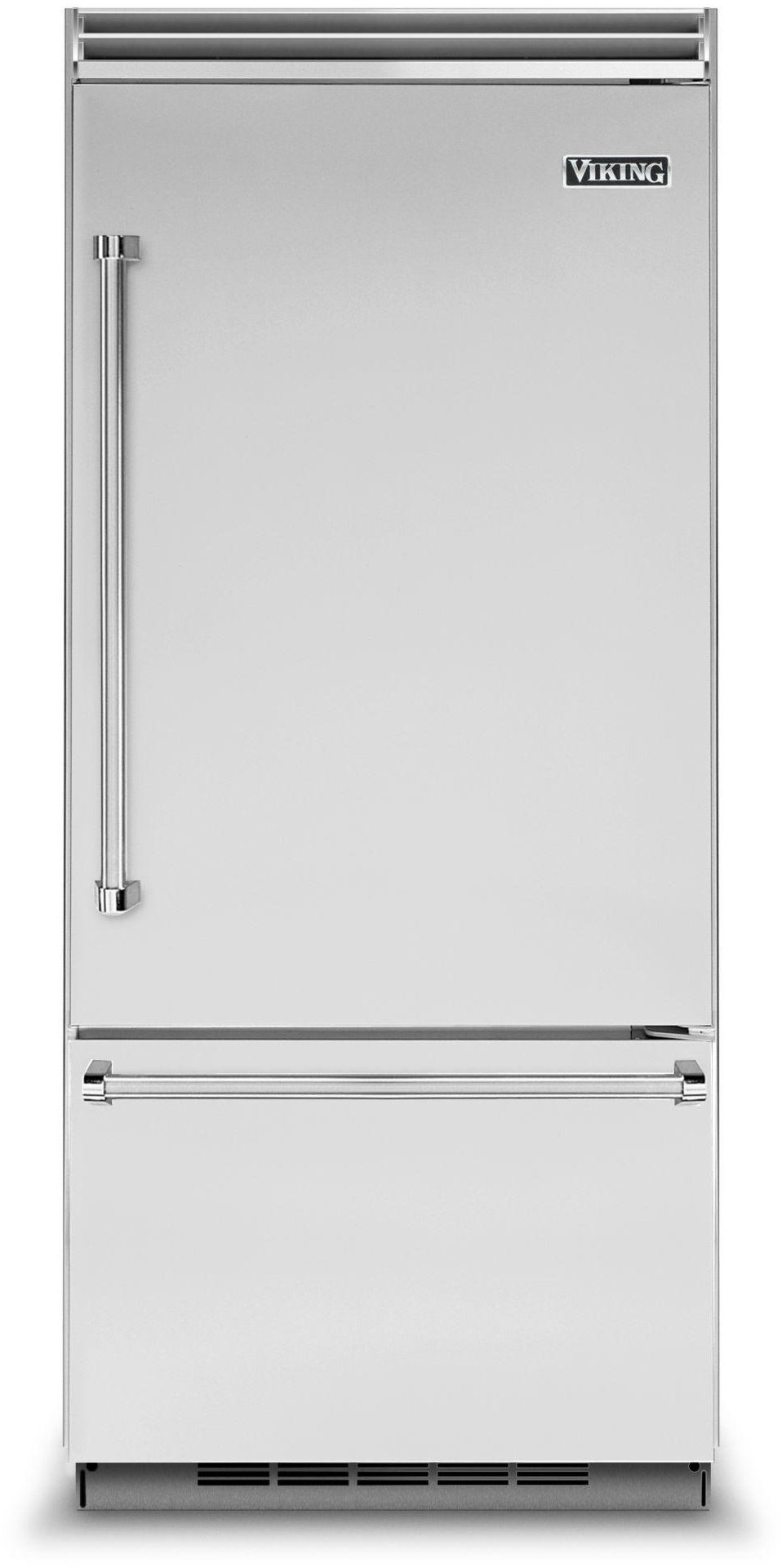 Viking 36 Inch Built-In Bottom-Freezer Refrigerator with 20.4 cu. ft. Total Capacity, Air Purifier, 2 Deli Drawers, Spillproof Glass Shelves, 2 Humidity Zones, Aluminum Door Bins and Sabbath Mode: Stainless, Right Hinge