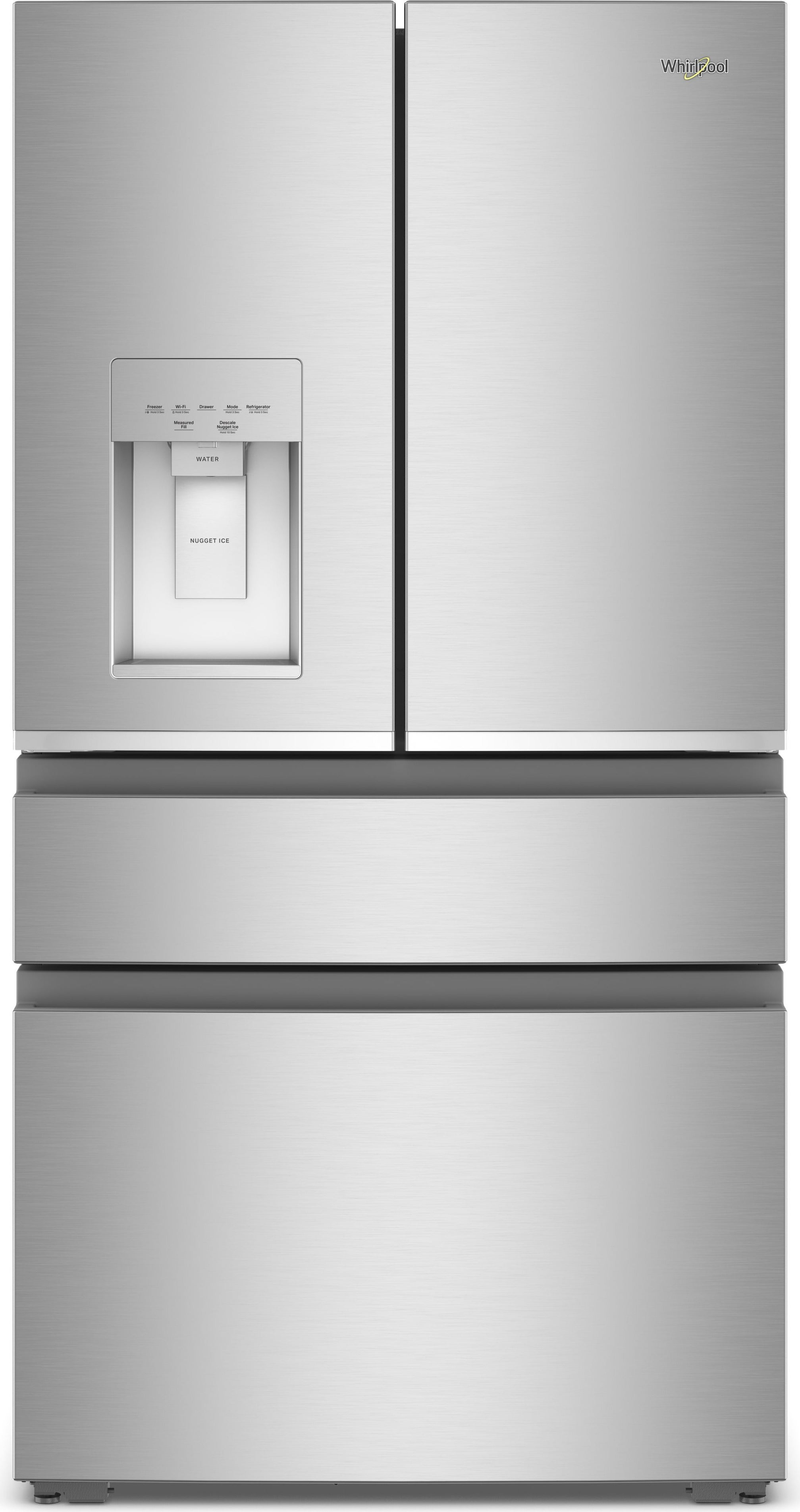 Whirlpool 36-Inch 22 Cu. Ft. Capacity Counter Depth 4-Door French Door Refrigerator With In-Door Nugget Ice Maker: Fingerprint-Resistant Stainless Steel