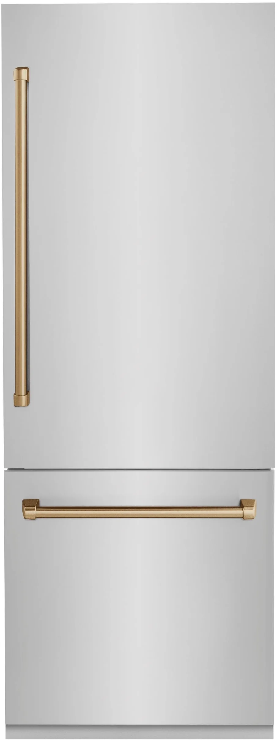 Z Line 30 Inch Autograph Edition 16.1 cu. ft. Built-in 2-Door Bottom Freezer Refrigerator with Internal Water and Ice Dispenser: Stainless Steel With Champagne Bronze Accents