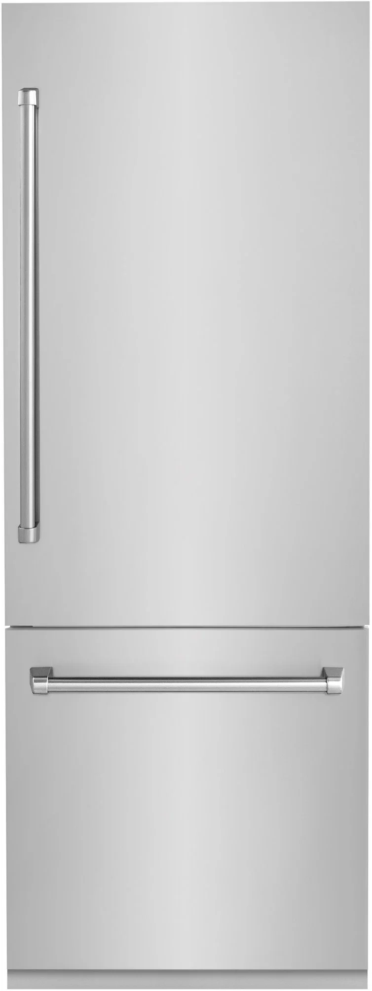 Z Line 30 Inch Autograph Edition 16.1 cu. ft. Built-in 2-Door Bottom Freezer Refrigerator with Internal Water and Ice Dispenser: Stainless Steel With Matte Black Accents