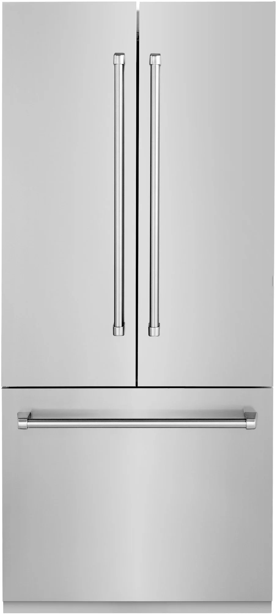 Z Line 36 Inch Autograph Edition 19.6 cu. ft. Built-in 2-Door Bottom Freezer Refrigerator with Internal Water and Ice Dispenser: Stainless Steel With Matte Black Accents