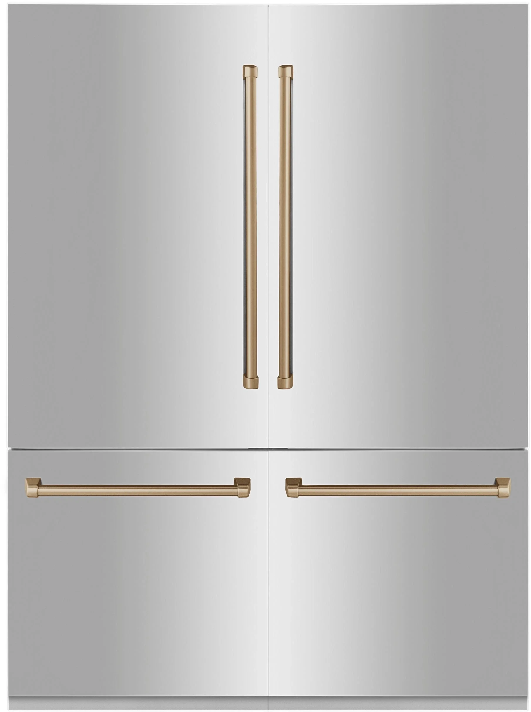Z Line 60 Inch Built-In French Door Refrigerator with 32.2 cu. ft. Capacity, Adjustable Shelves, CrispControl Drawer, Twin Cooling+, Internal Water Dispenser, Ice Maker, and ENERGY STAR : Stainless Steel With Gold Accents