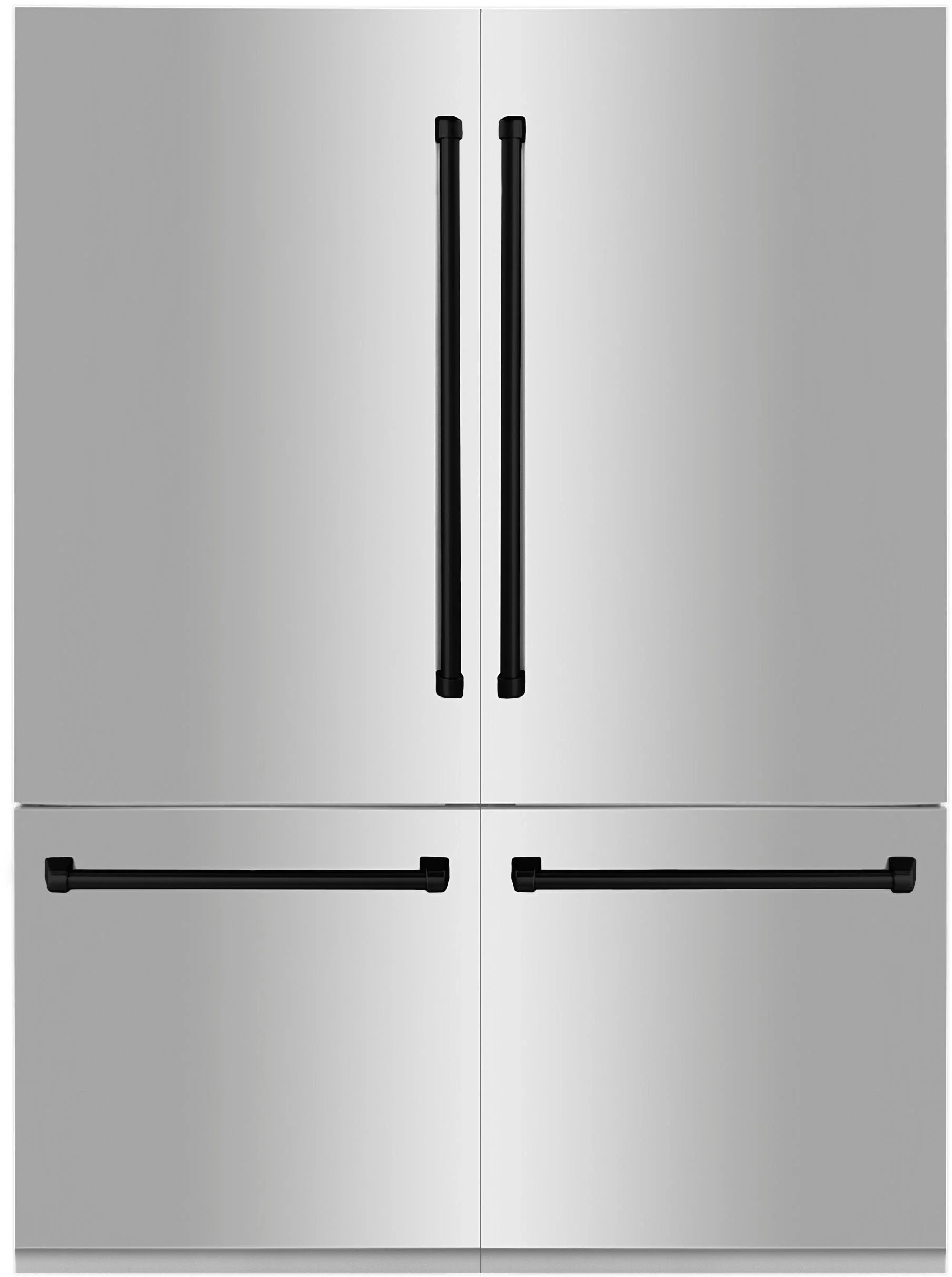 Z Line 60 Inch Built-In French Door Refrigerator with 32.2 cu. ft. Capacity, Adjustable Shelves, CrispControl Drawer, Twin Cooling+, Internal Water Dispenser, Ice Maker, and ENERGY STAR : Stainless Steel With Matte Black Accents