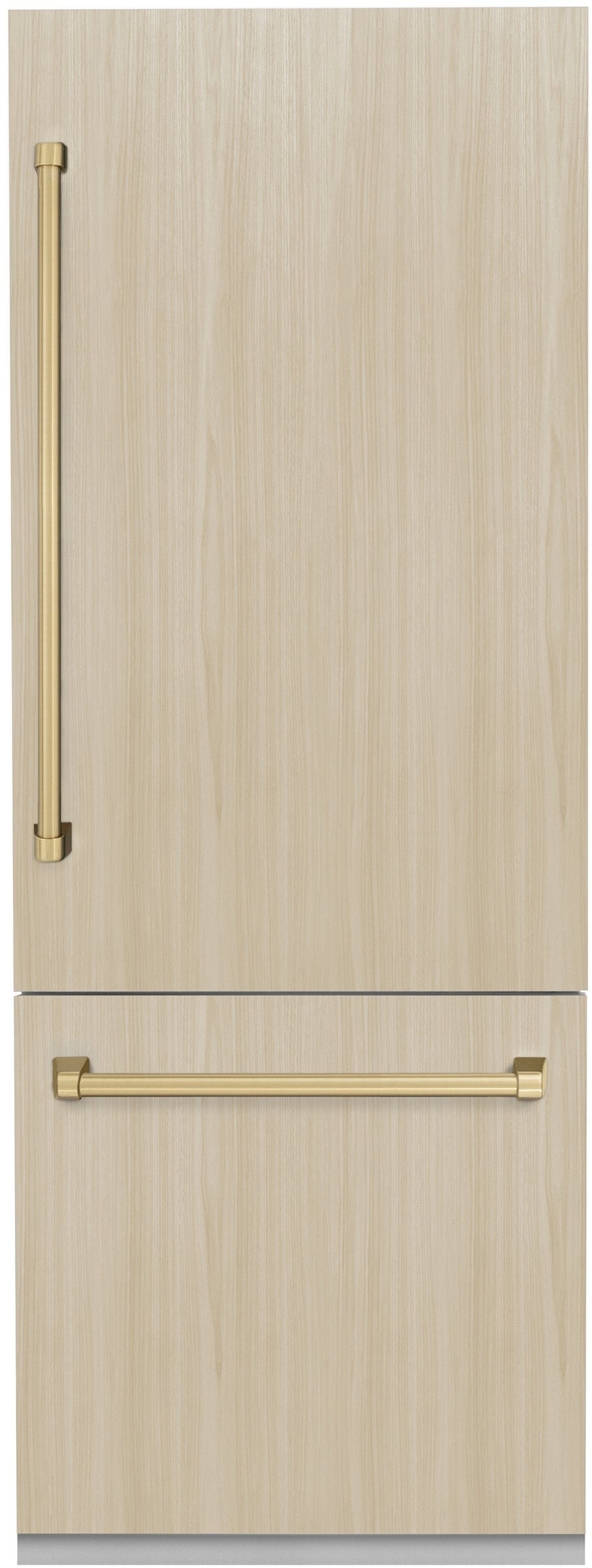 Z Line ZLINE Autograph Edition 30 in. 16.1 cu. ft. Panel Ready Built-in 2-Door Bottom Freezer Refrigerator: Panel Ready With Champagne Bronze Handles