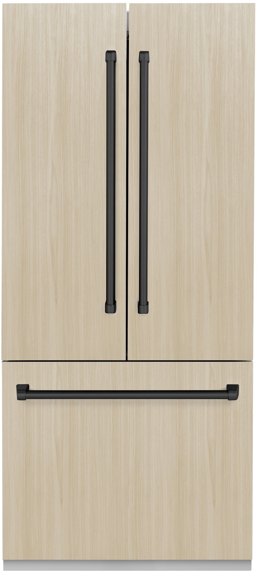 Z Line ZLINE Autograph Edition 36 in. 19.6 cu. ft. Panel Ready Built-in 3-Door French Door Refrigerator: Panel Ready With Matte Black Handles