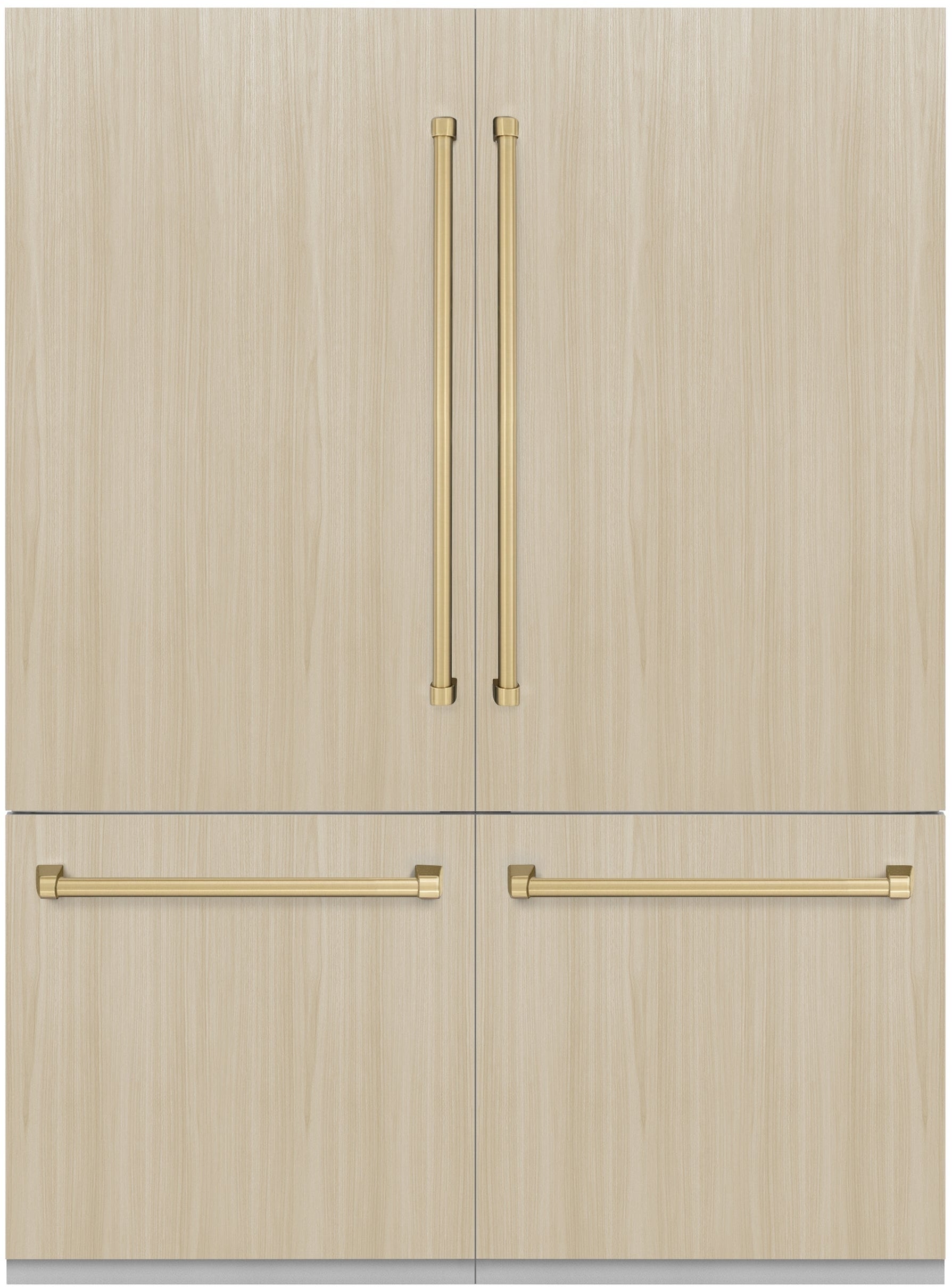 Z Line ZLINE Autograph Edition 60 in. 32.2 cu. ft. Panel Ready Built-In 4-Door French Door Refrigerator: Panel Ready With Champagne Bronze Handles
