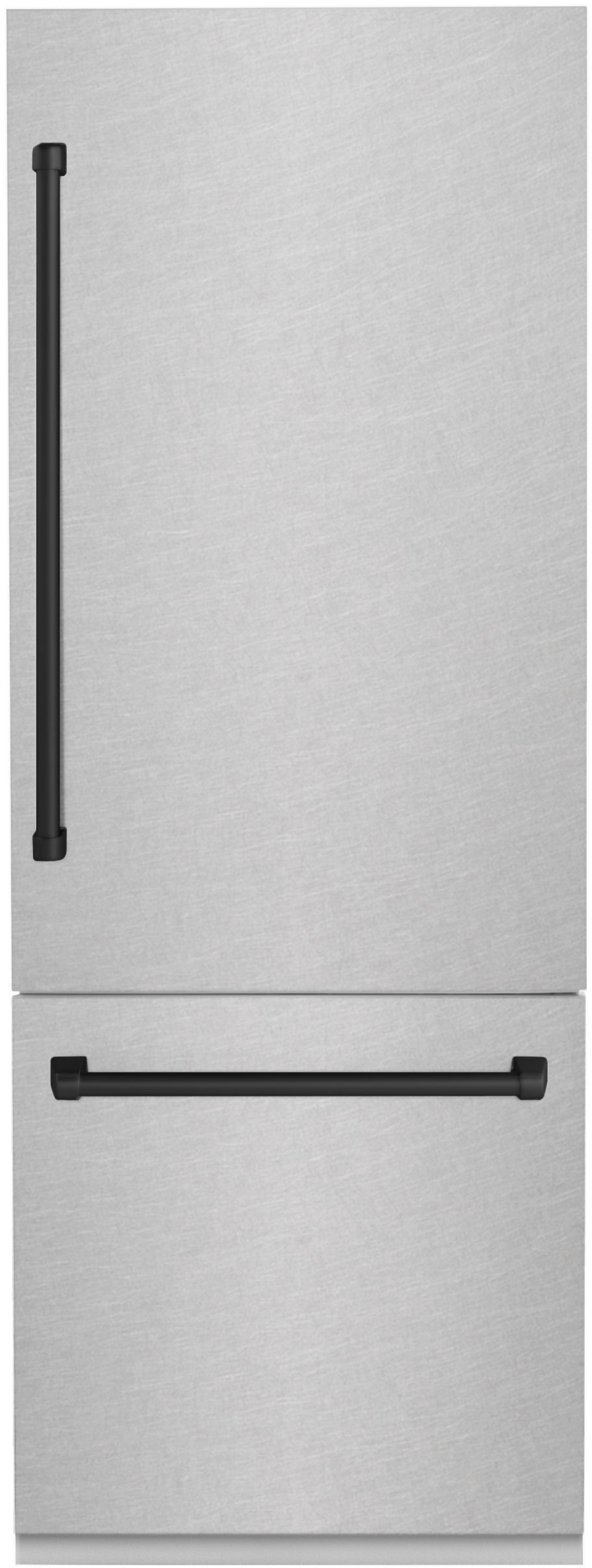Z Line 30 Inch Autograph Edition 16.1 cu. ft. Built-in 2-Door Bottom Freezer Refrigerator: Durasnow Stainless Steel With Matte Black Accents