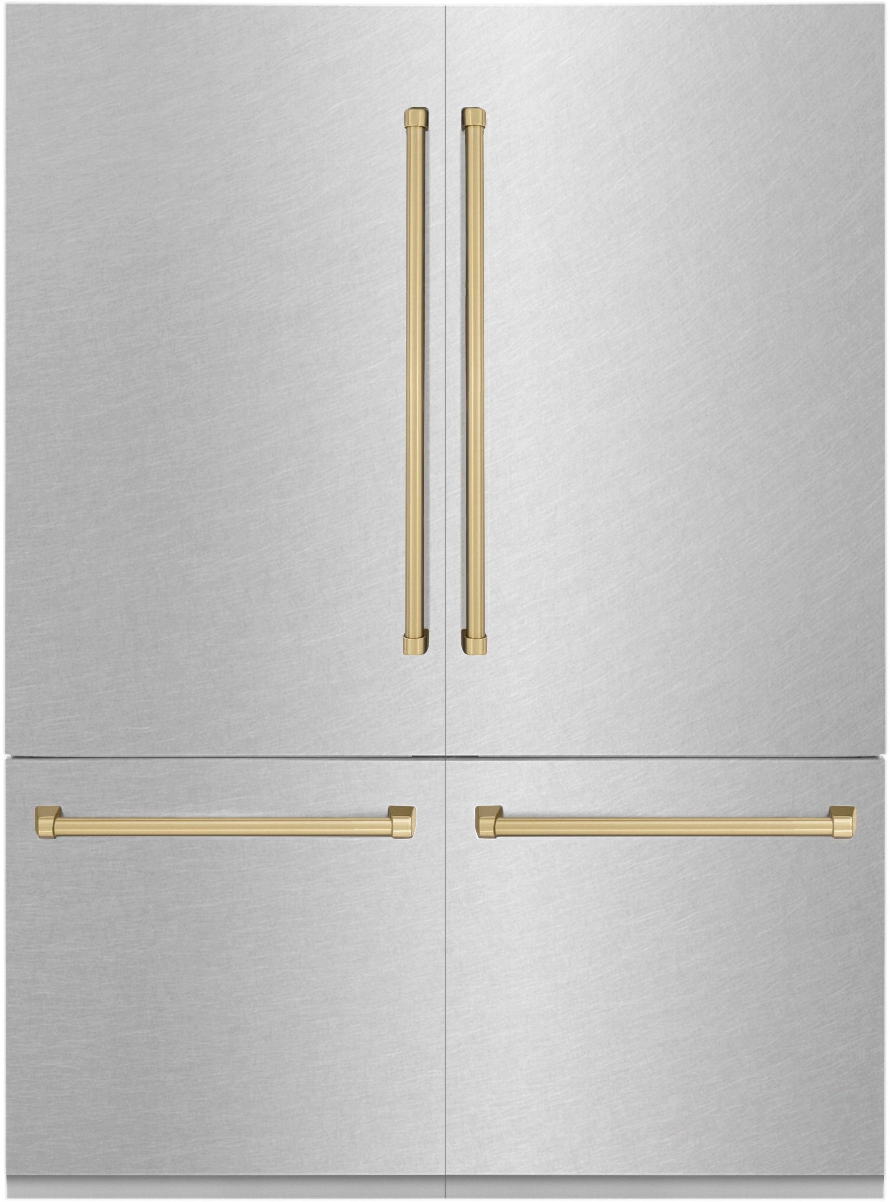 Z Line Autograph Edition 60 Inch Built-In 4-Door French Door Refrigerator with 32.2 cu. ft. Capacity, Adjustable Shelves, CrispControl Drawer, Twin Cooling+, Internal Water Dispenser, Ice Maker, and ENERGY STAR : Durasnow Stainless Steel With Champagne Bronze Accents