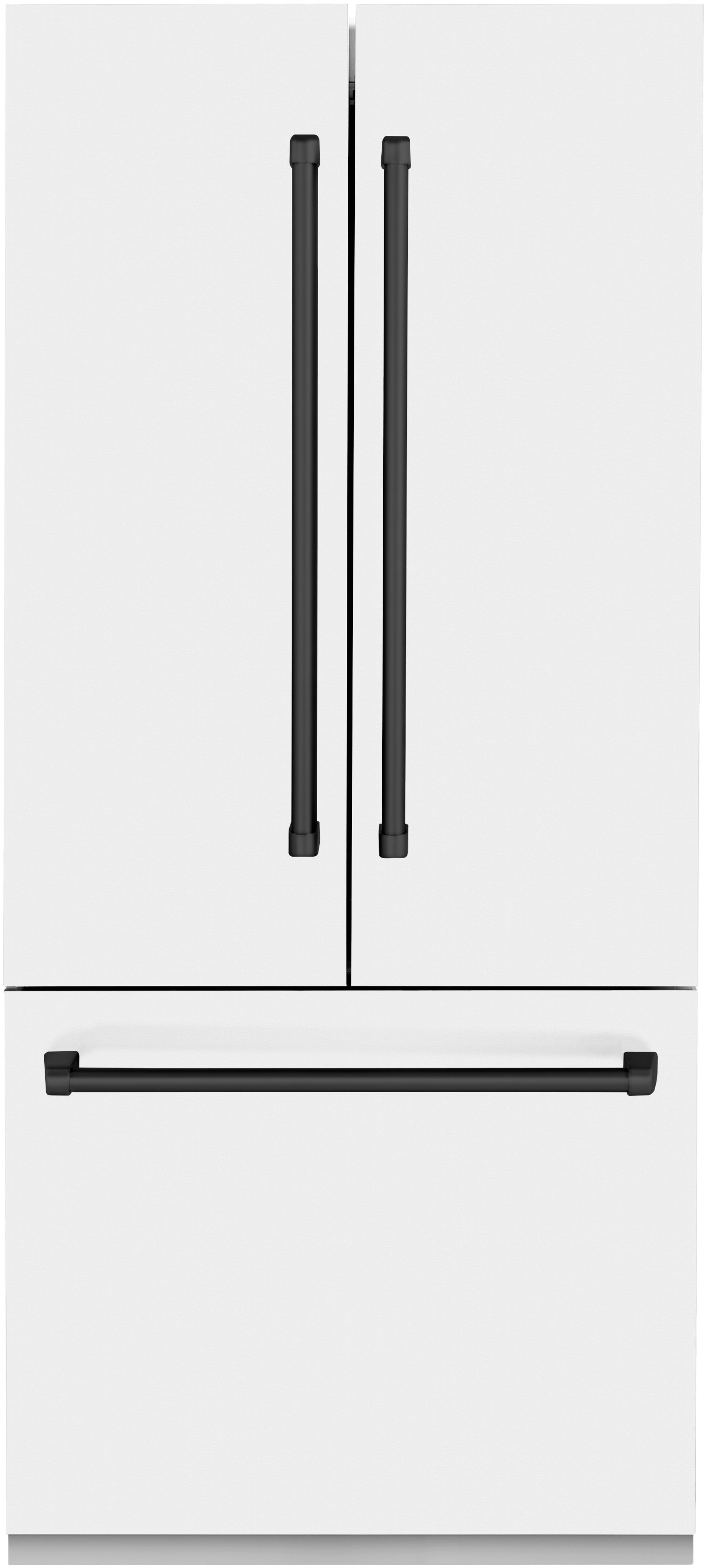 Z Line ZLINE 36 Inch Autograph Edition 19.6 cu. ft. Built-in 3-Door French Door Refrigerator: White Matte With Matte Black Accents